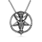Gothic Vintage Pentagram Satanic Sheep Pendant Necklace For Men Punk Stainless Steel Biker Animal Necklaces Amulet