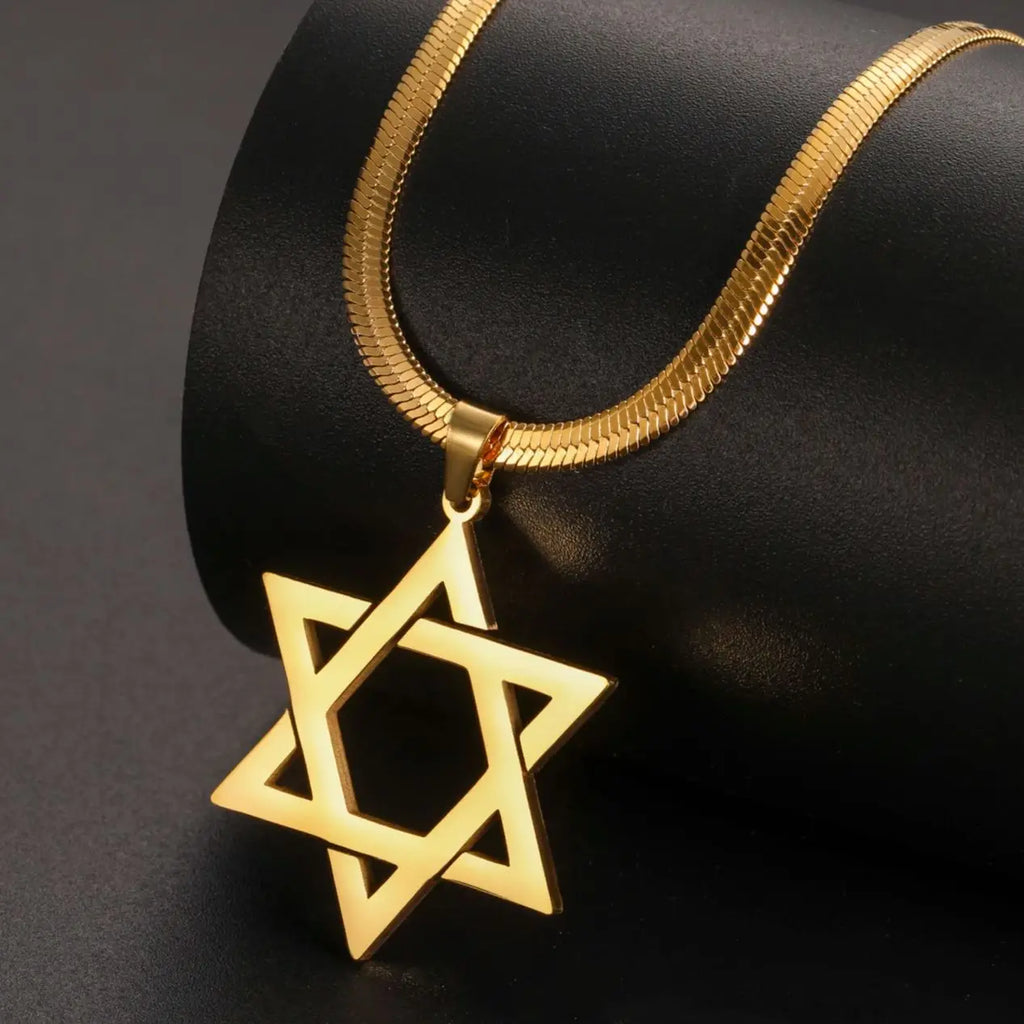 Star of David Snake Chain Necklace — Stainless Steel