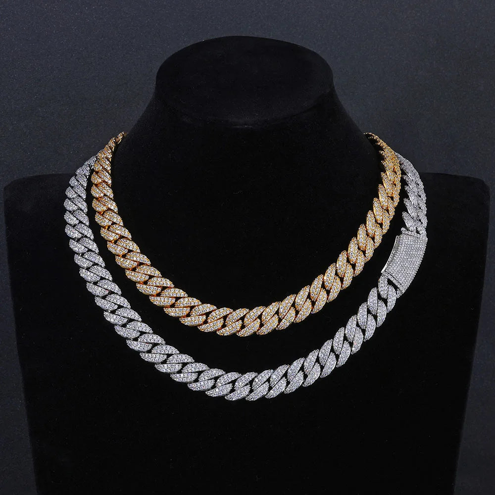Iced Out Cuban Chain Necklace Stainless Steel 13MM