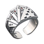 Buyee Silver Unique Ring Finger Excellent Poker Open Ring for Woman Man Fashion Punk Fine Jewelry Circle with Box