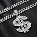 Fashion Hip Hop Dollar Pendant Necklace with 13mm Cuban Chain US Dollar Money Sign Necklaces Rap Rock Punk Jewelry For