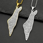 Iced Israel Map Pendant Necklace — Gold-Tone