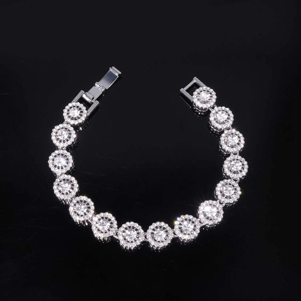 Iced Out Gold-Tone Cuban Chain Necklace Bracelet Set