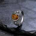 Silver Vintage Ring Oval 8x10MM Natural Tiger's Eye Stone Ring for Men Women Gift Luxury Rhodochrosite Jewelry