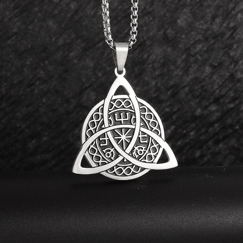 Nordic Rune Compass Necklace — Stainless Steel