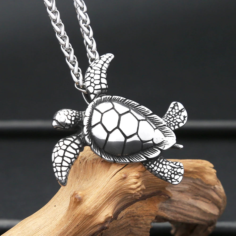Vintage 316L Stainless Steel Turtle Pendant Necklaces For Men Women Fashion Cute Animal Necklace Punk Party Jewelry Dropshipping