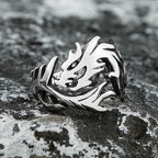 Fashion Punk Stainless Steel Fire Dragon Rings For Men Women Hip Hop Biker Vintage Vikings Animal Ring Amulet Jewelry