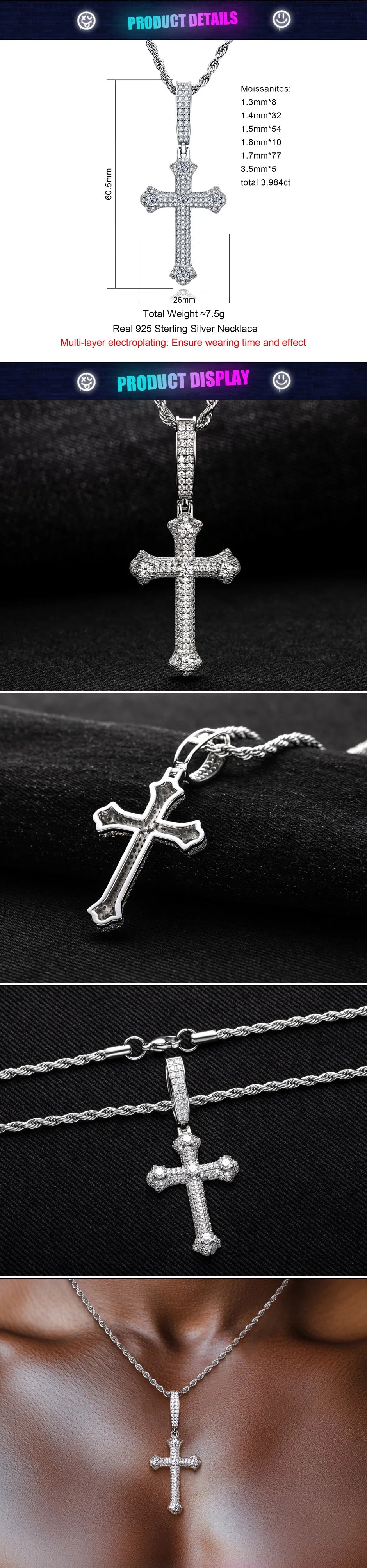 Iced Out Cross Pendant — 925 Silver