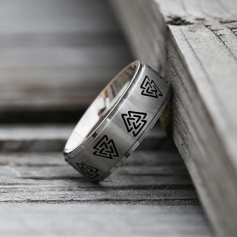 Viking Nordic Rune Band Ring for Men — Stainless Steel