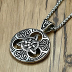 Retro Classic Celtic Knot Round Pendant Necklace for Men and Women Punk Hip-Hop Trend Amulet Jewelry