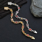 Gold Iced Out Heart Cuban Chain Necklace Colorful