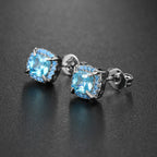 Two-Tone Iced Out Square Stud Earrings Multicolor