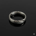 Damascus Steel CZ Band Ring — Stainless Steel
