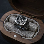 Retro "Floral Edge" Four-leaf Clover Adjustable Open Ring For Men Silver-plated Copper Gothic Punk Edgy Jewelry