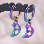 Moon Dangle Huggie Hoop Earrings, Multi-Style — Stainless Steel