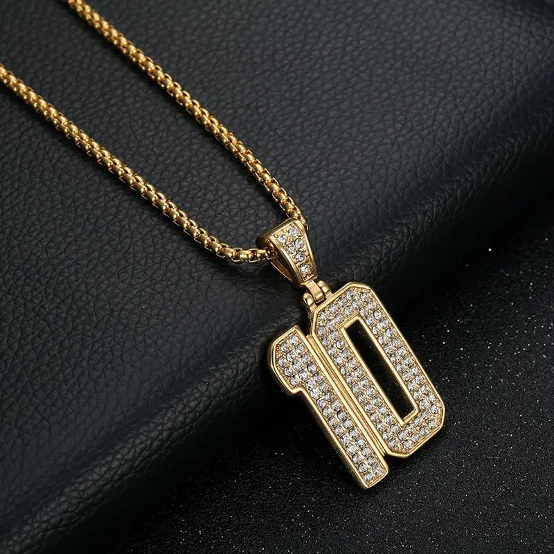 Iced Out Football Pendant Necklace — Gold
