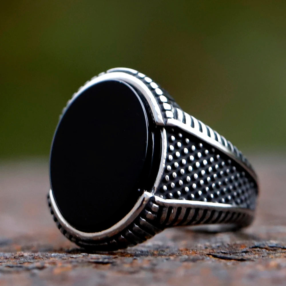 New Fashion Retro Ring Geometric Black Zircon Stone For Anniversary Party Wedding Men's Anels Totem Luxury Jewelry
