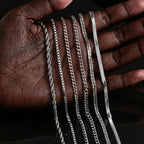 Braided Link Chain Choker Necklace — Stainless Steel
