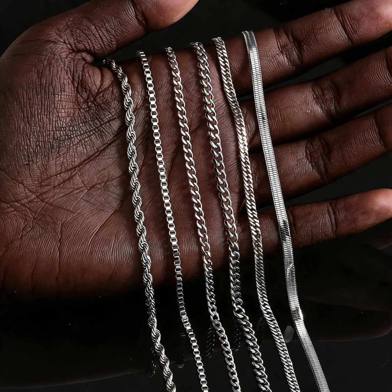 Braided Link Chain Choker Necklace — Stainless Steel