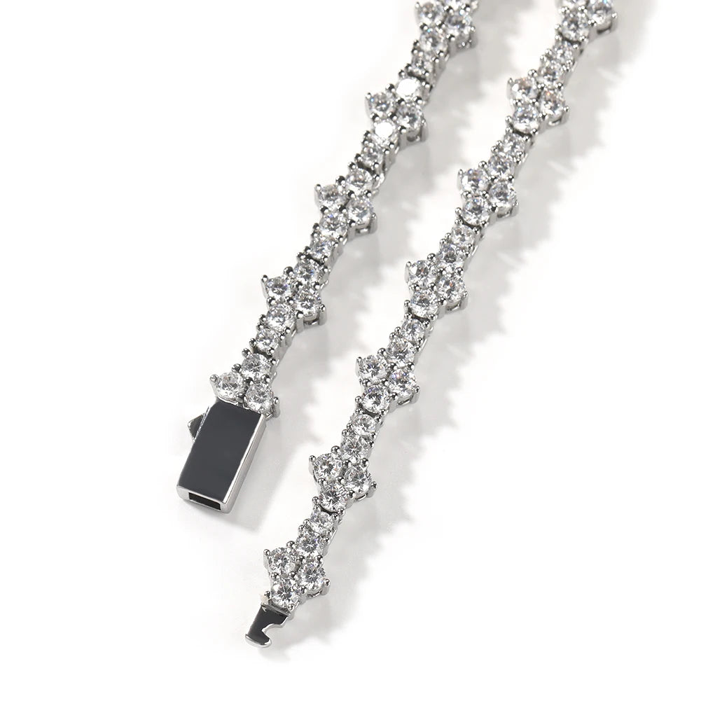 THE BLING KING Honeycomb Tennis Chain Necklace Prong Setting 5A Cubic Zirconia Choker HipHop Fashion Jewelry For Party