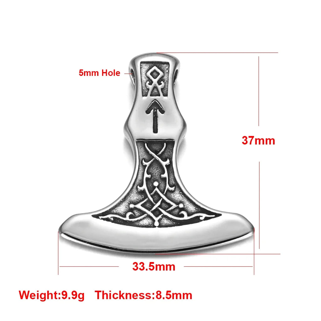 Stainless Steel Viking Norse Pendant for Necklace DIY Accessories Jewelry Making Findings Men Charm Supplies Punk Axe