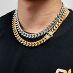 Iced Out Cuban Chain Necklace Stainless Steel 12MM
