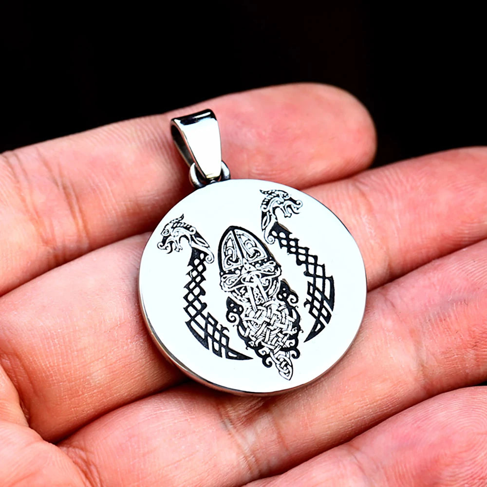 Viking Pirate Ship Dragon Pendant — Stainless