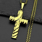 Cross Jesus Christ Gold Pendant Christian Crease