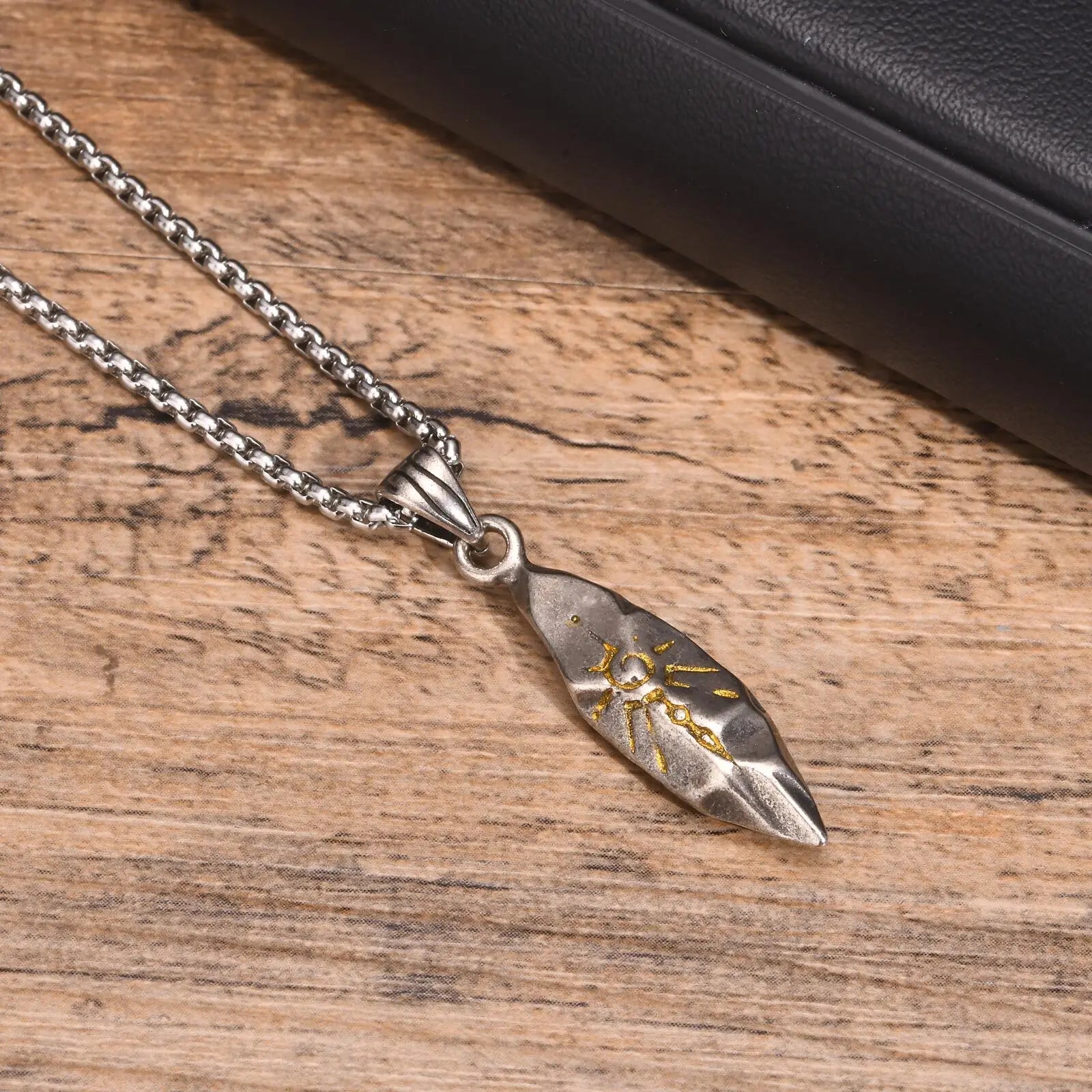 Lion Head Stone Pendant Necklace