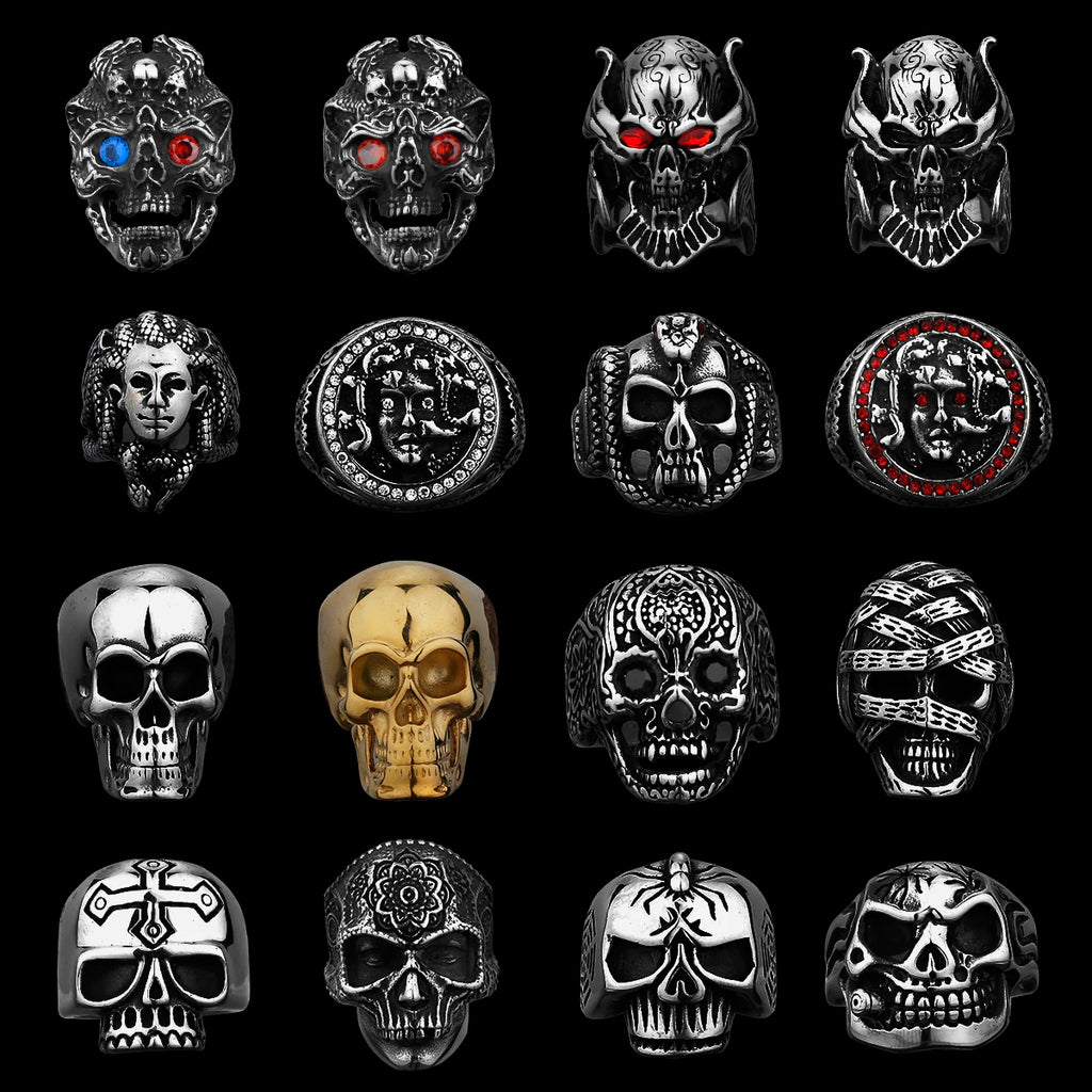 Skeleton Punk Men's Ring Rock Motorcycle Stainless Steel Ring Titanium Steel Casting Creative Gift