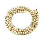 8mm-14mm Hip Hop Bling Gold Color Stainless Steel Cuban Miami Chains Necklaces Link Chain for Men Rapper Jewelry