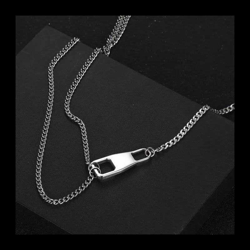Safety Buckle Double Chain Necklace — SS
