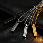 Sunburst Long Bar Pendant Necklace — Stainless Steel