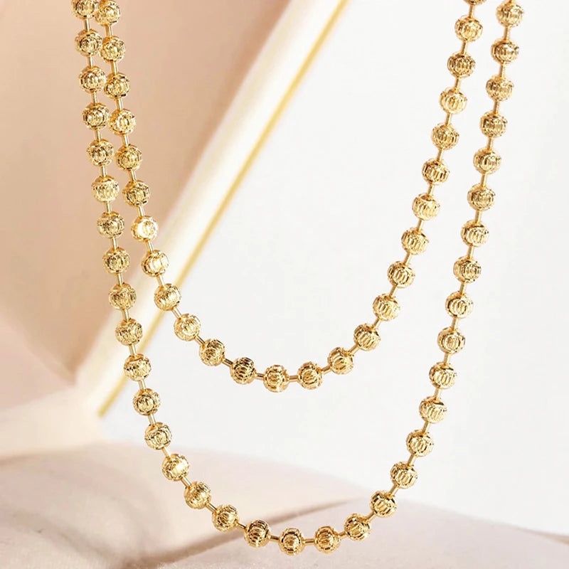 925 Sterling Silver 2mm Sparkling Diamond Chain Necklace for Women men 40cm - 60cm S925 Ball Beads Chain fit Pendant DIY Jewelry