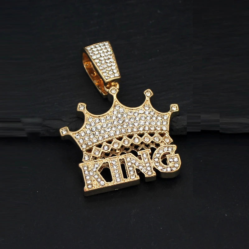 Iced Out Dollar Sign Cross Cuban Pendant — Gold