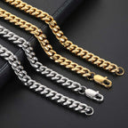 Gold Stainless Steel Cuban Chain Necklace 4-8MM