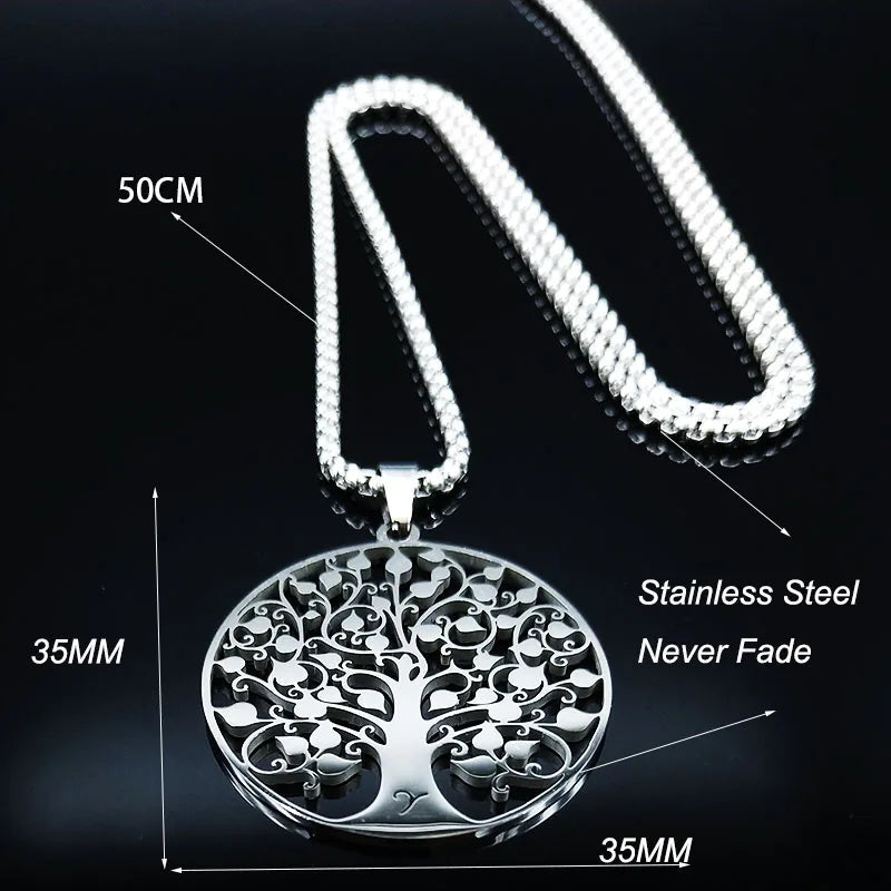 Tree of Life Pendant Necklace — Stainless Steel