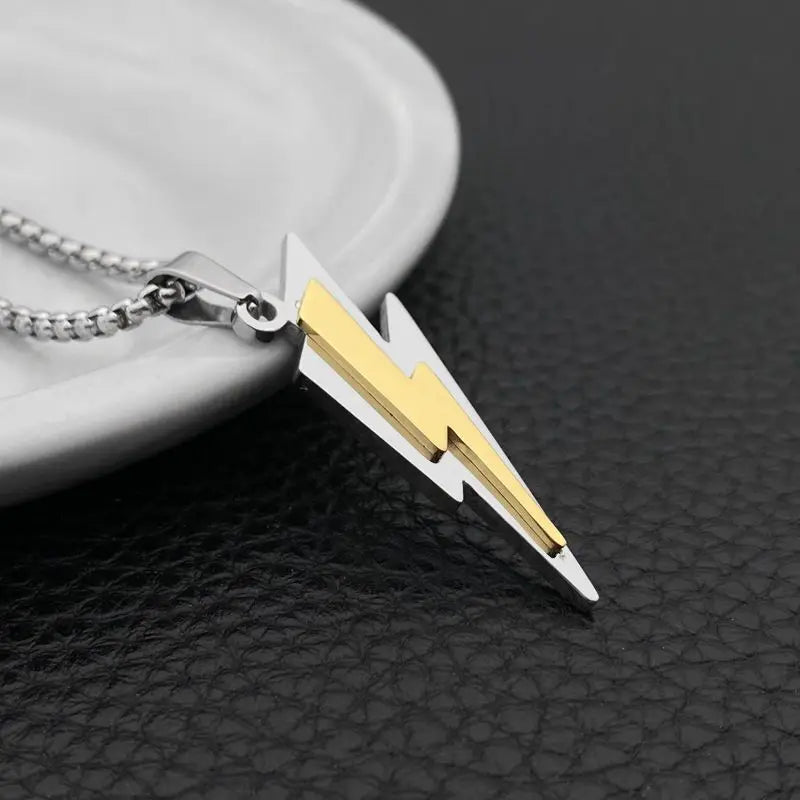 Stainless Steel Zeus Thunder Necklace Lightning Charm for Men and Women Hip Hop Trend Street Party Cool Jewelry