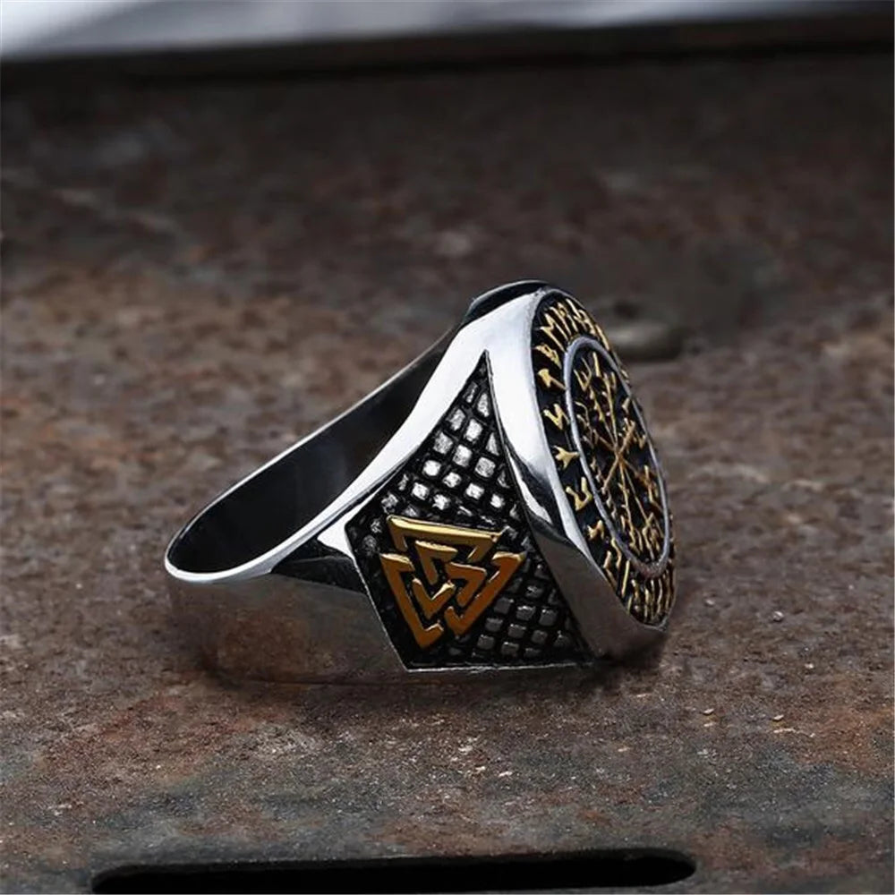 Nordic Viking Letter Fashion Retro Ring Men's Punk Ring Hip Hop Rock Party Motorcycle Accessories Jewelry Accessories