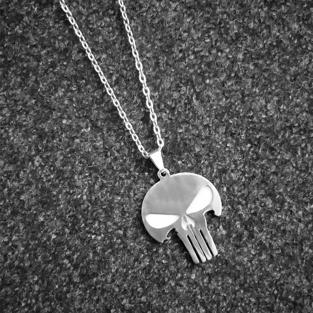 Gothic Dark Skull Stainless Steel Pendant Necklace