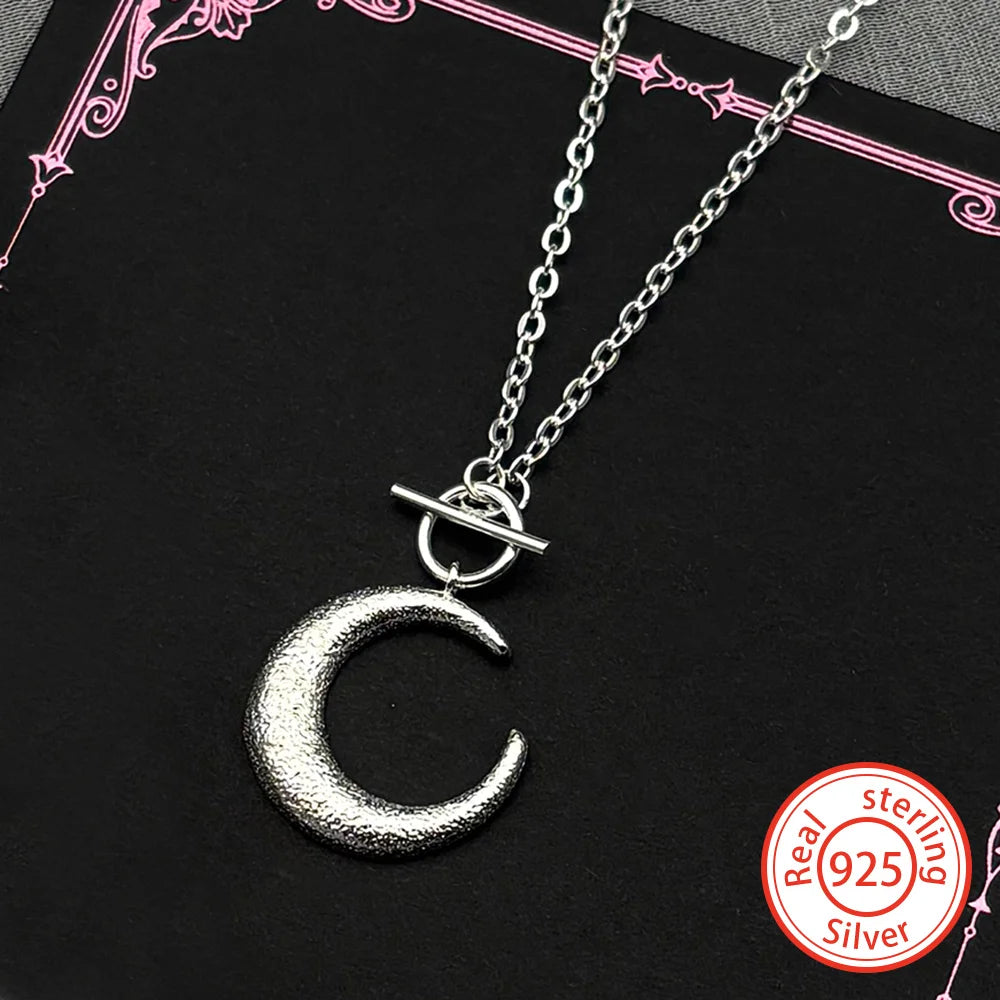 Moon Silver Pendant Sterling Crescent Toggle Choker