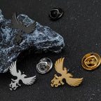 Stylish and simple animal badge, gold-plated stainless steel lion collar pin, phoenix men's collar pin, pterosaur brooch