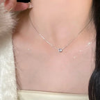 Luxury Fashion Little Zircon Pendant Necklace for Women Classic Simple Gold Color Stainless Steel Temperament Chokers Jewelry
