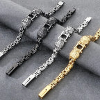 Cool 7MM Wide Men's Lion Head Link Chain Bracelet Vintage Blackened 316l Stainless Steel Bracelets Gothic Biker Jewelry