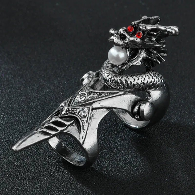 Gothic Punk Dragon Eagle Skull Joint Knuckle Full Finger Claw Ring Unisex Cool Heavy Rock Party Club Charm Knuckle