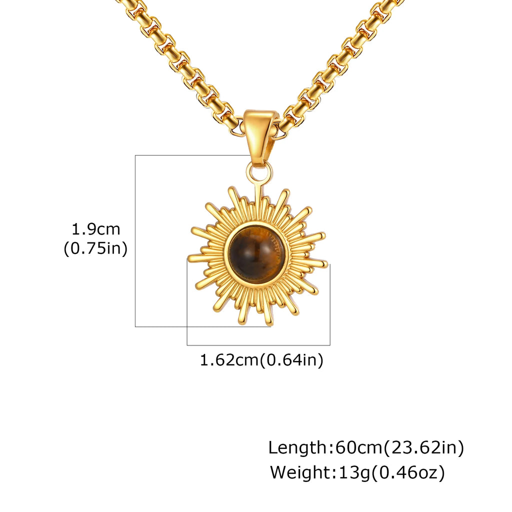 Tiger Eye Stone Pendant Necklace — Stainless Steel