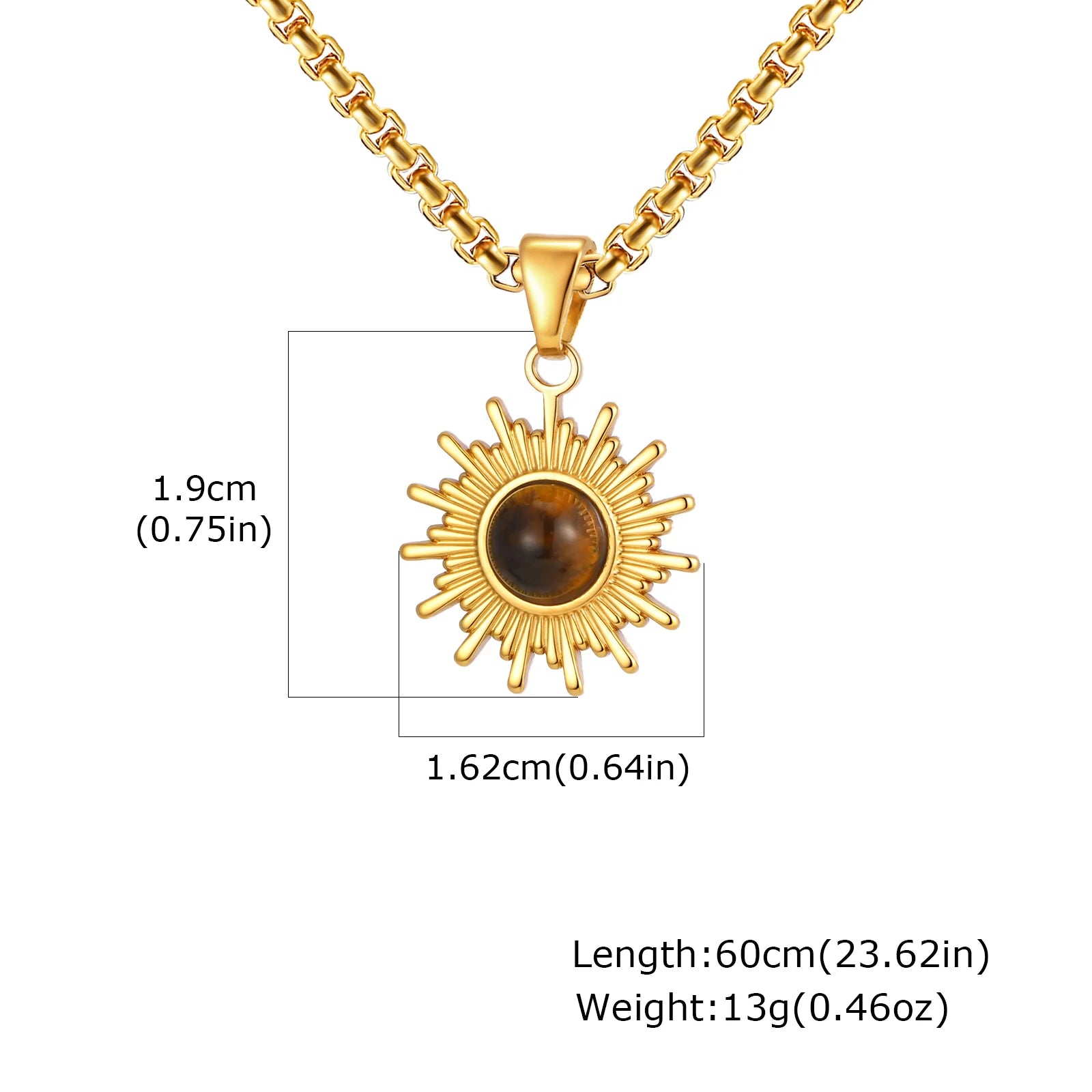Tiger Eye Stone Pendant Necklace — Stainless Steel