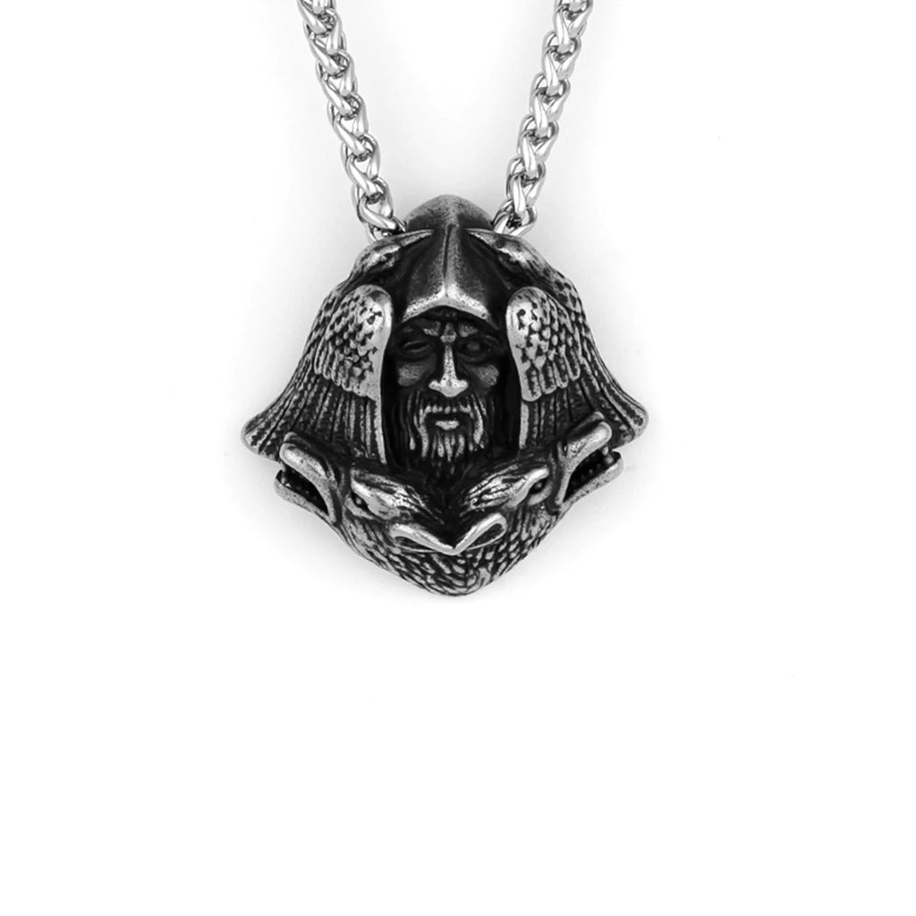 Nordic Viking Retro Odin Head Crow Wolf Pendant Men's Fashion Gothic Viking 316L Stainless Steel Pendant Necklace Gift Jewelry