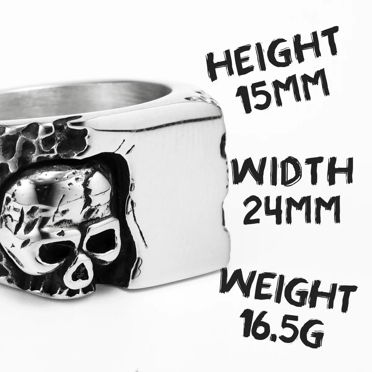 Damaged Skull Ring — Stainless Steel