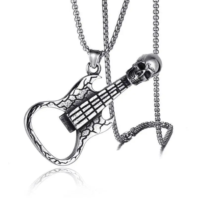 Skull Guitar Steel Pendant European American